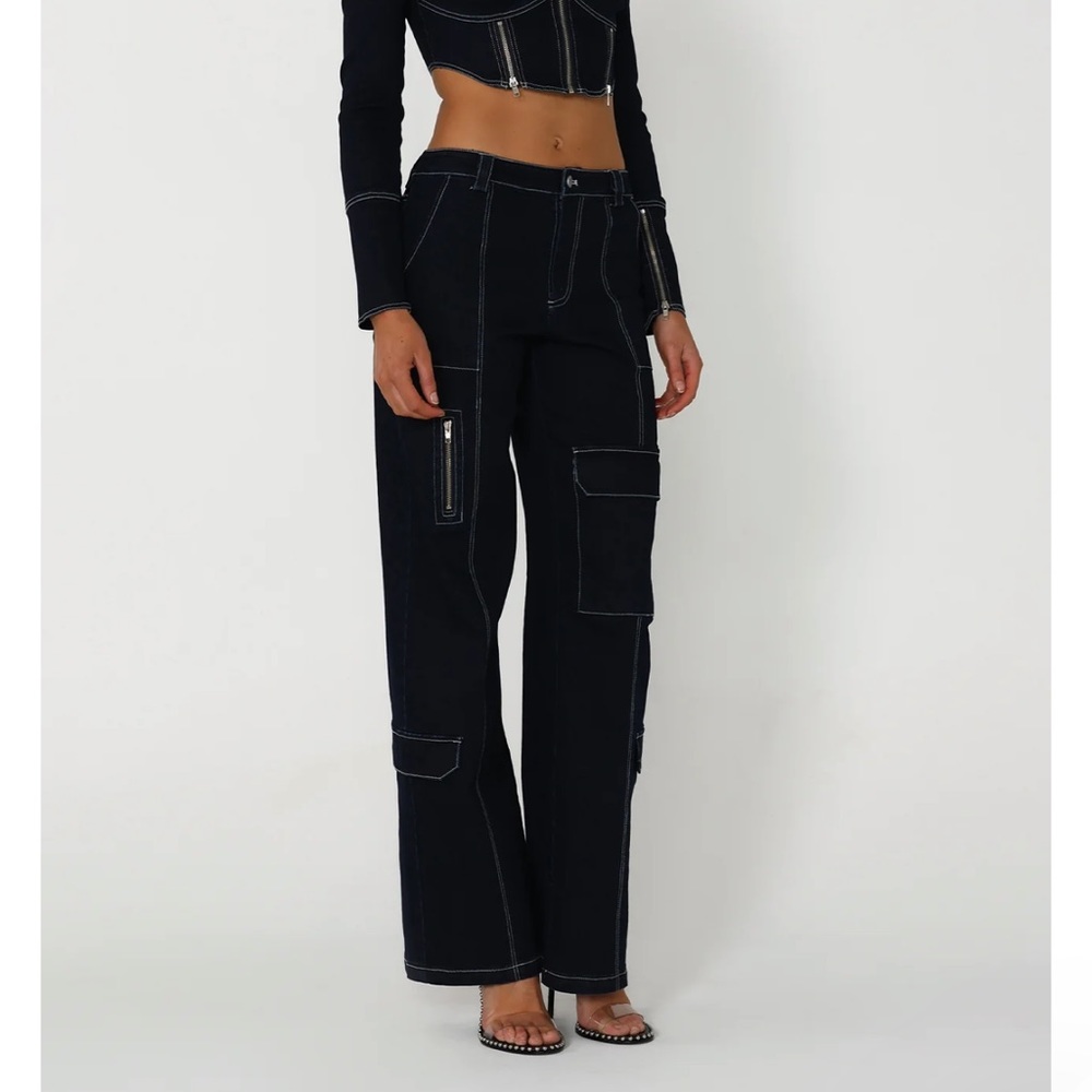 BY.DYLN Cole Pants - Dark blue mid rise cargo style pant XS - NWT